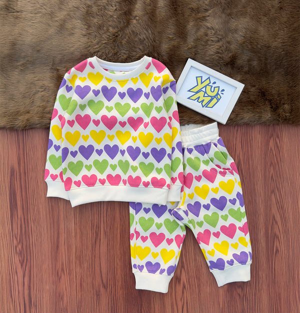 heart printed girls track suit