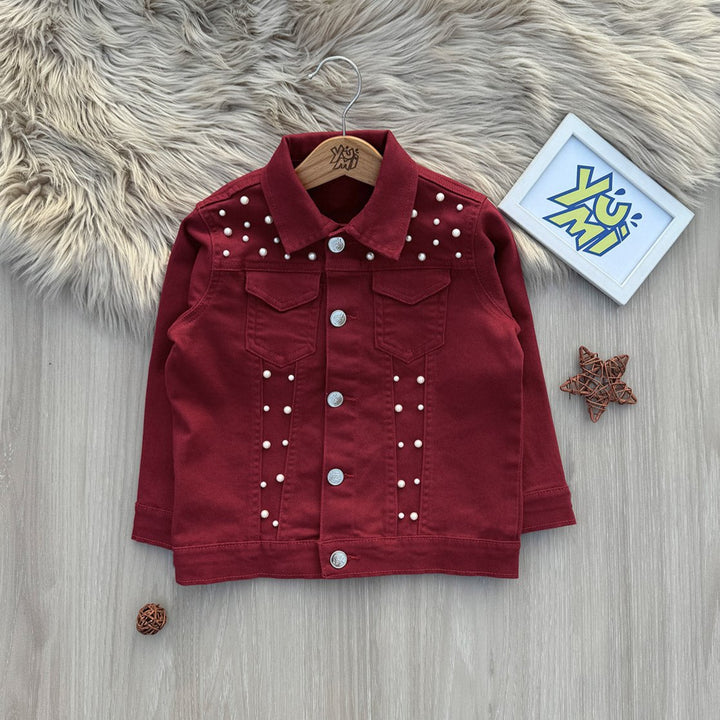 girls-maroon-pearls-denim-jacket