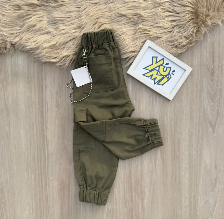 Stylish Cotton Green Trousers for Girls and Boys - YUMI.PK