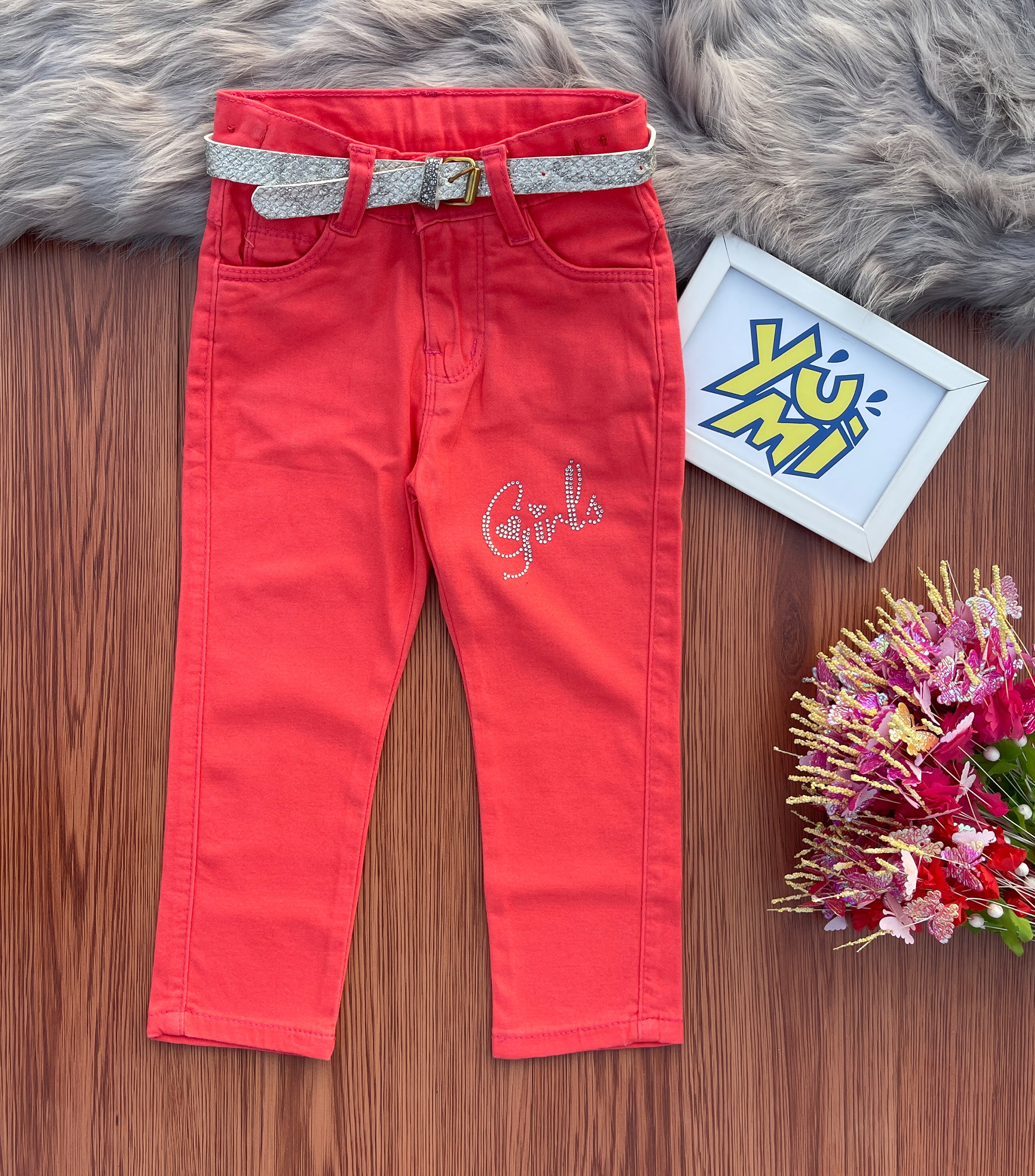 Baby girl hot sale red jeans