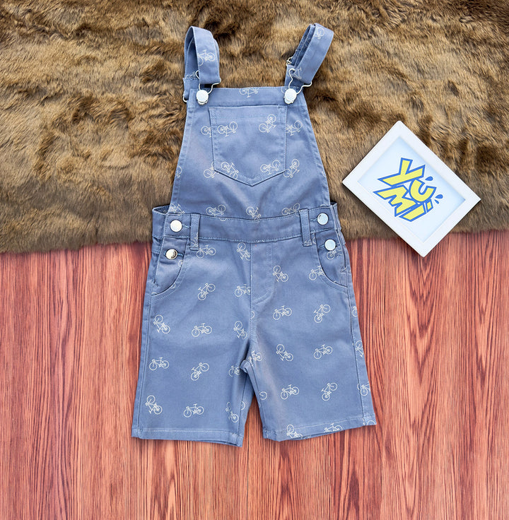 Kids Bicycle Print Dungaree Shorts - YUMI.PK