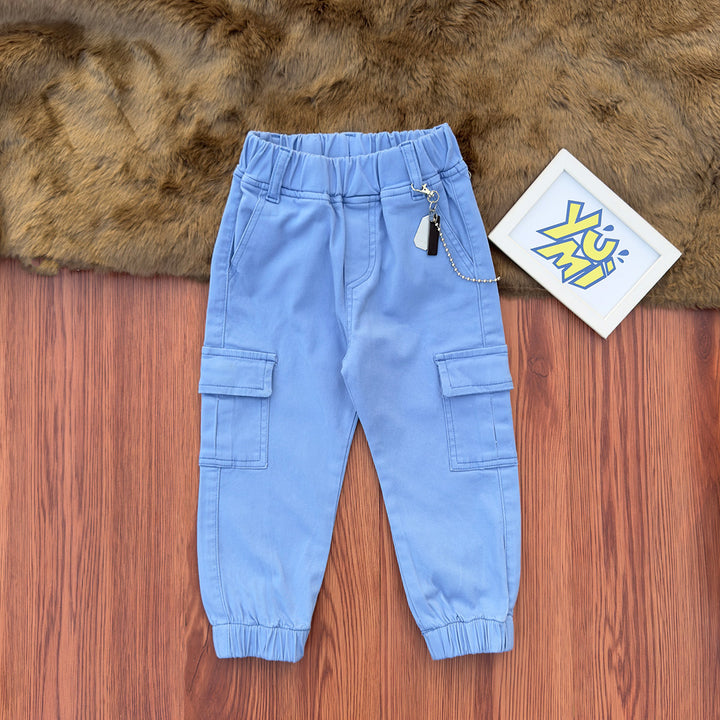 Sky Blue Cargo Pants for Kids - YUMI.PK