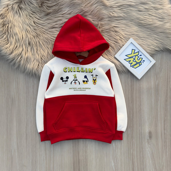 Kids Red and White "Chillin'" Hoodie