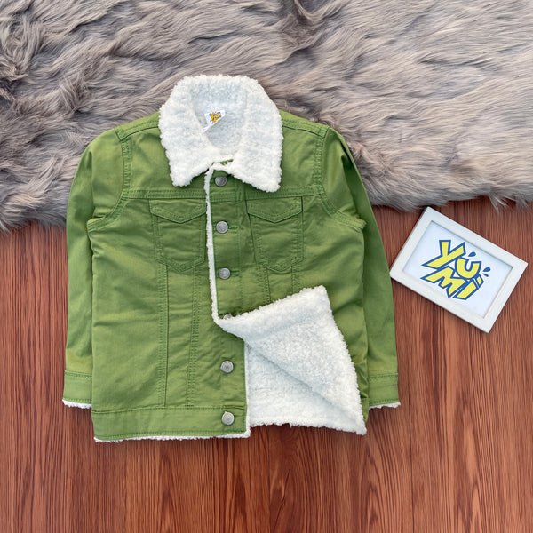 Kids Green jacket with fur