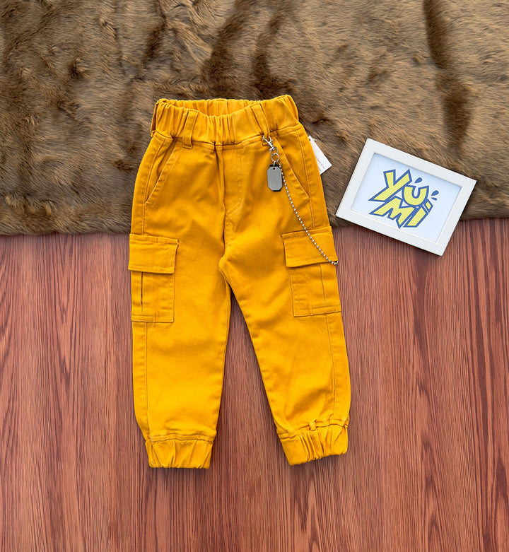 Kids' Mustard Cargo Pants - YUMI.PK