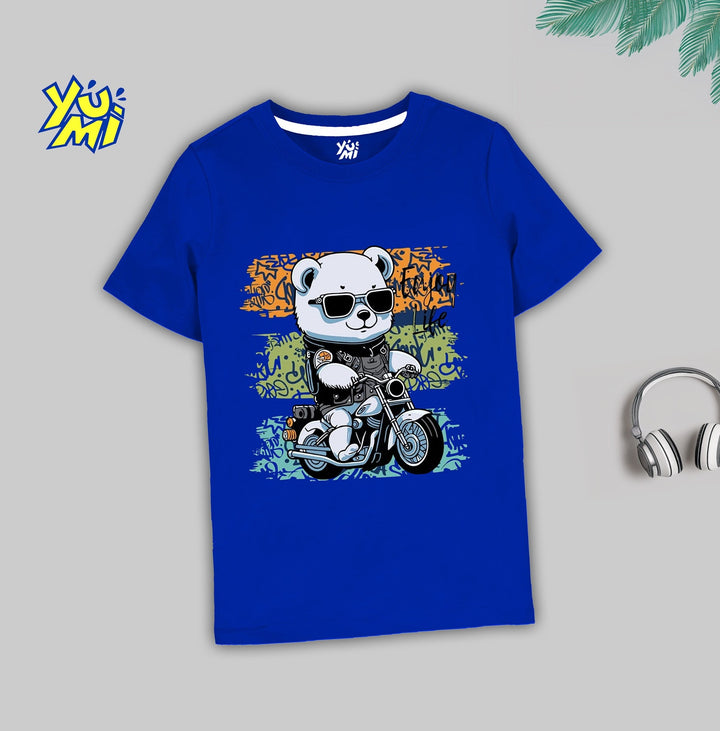 Cool Panda Biker Graphic T-Shirt - YUMI.PK