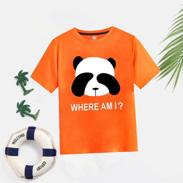 Panda print orange T-shirt for kids