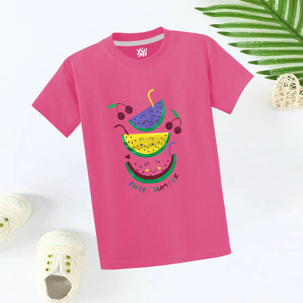 Add a Pop of Sweetness to Your Girl's Wardrobe with Our Mellon Print T-Shirt
