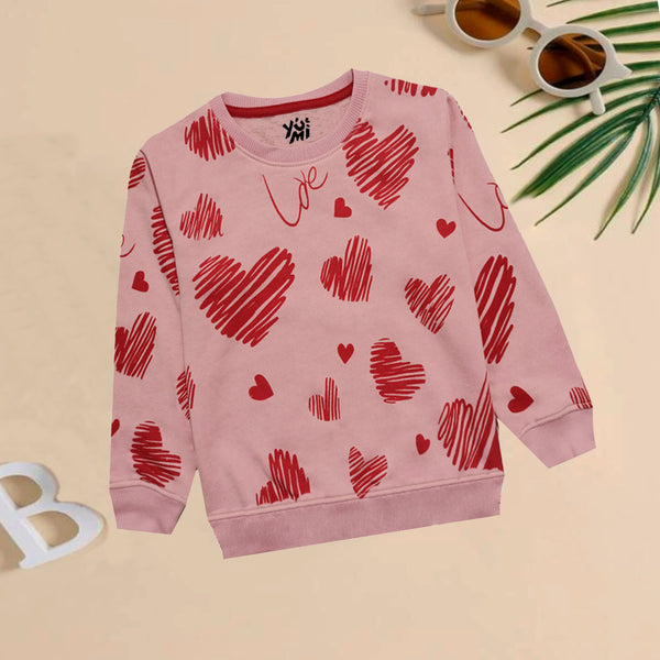 Love Heart Winter Terry Sweatshirt for Girls - YUMI.PK