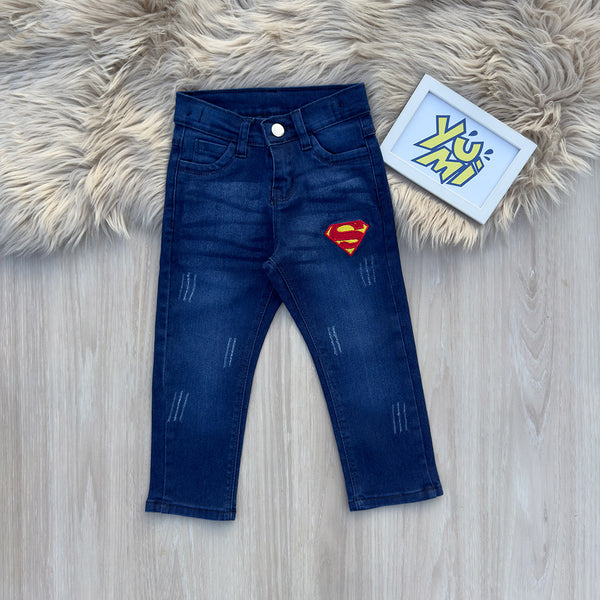 Kids' Stretch Jeans with Superman Logo