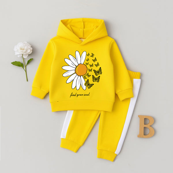 Girls Yellow Hoodie & Trouser Set | Kids Tracksuit