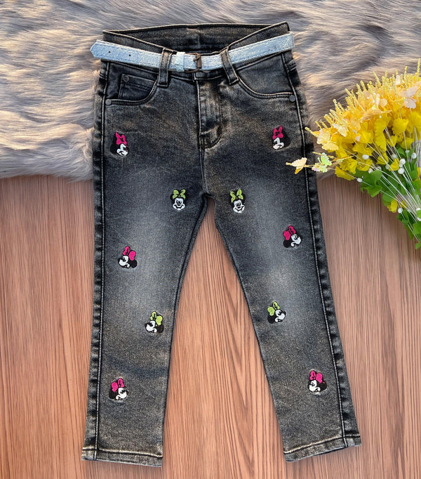 Minnie mouse embroidery jeans