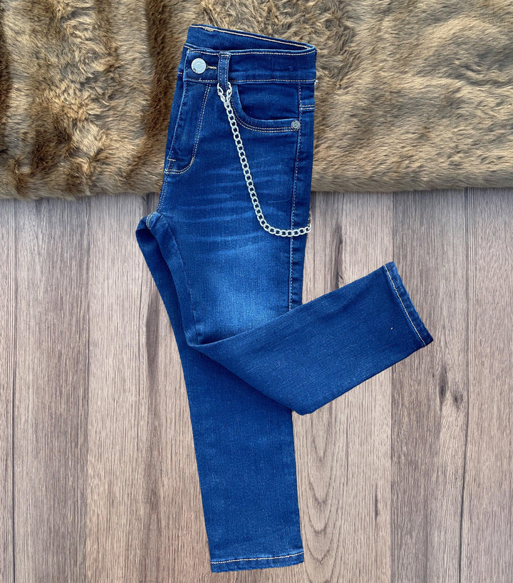 Boys Blue Jeans with Chain Accessory | Stylish and Comfortable - YUMI.PK