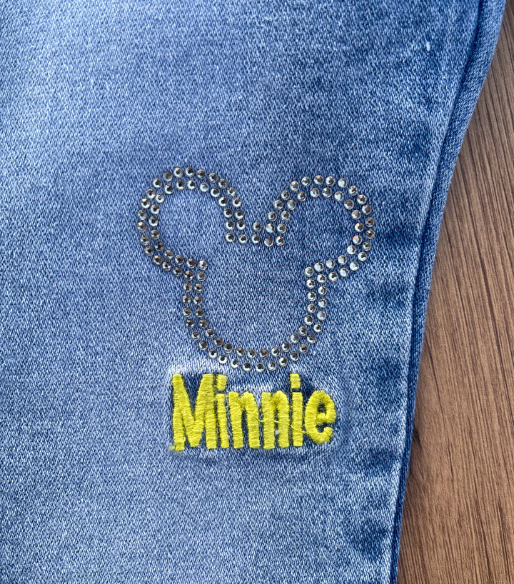 Minnie Embroidered Baby Girls Jeans with Rhinestone - Cute and Stylish Denim for Your Little Princess - YUMI.PK