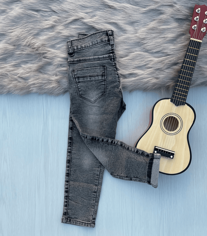 Black Boys Faded Jeans - Soft and Comfortable Knitted Denim - YUMI.PK