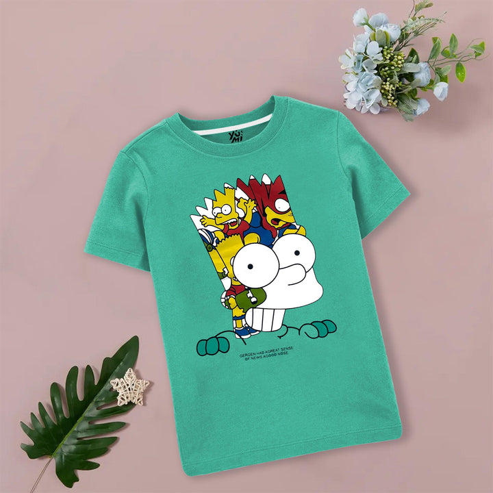 green simpson print kids tshirt for boys
